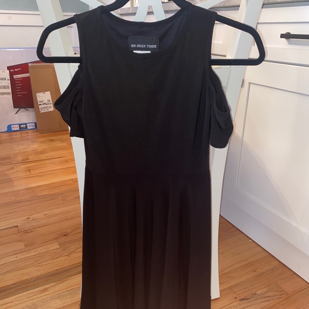 Kids black cold shoulder dress